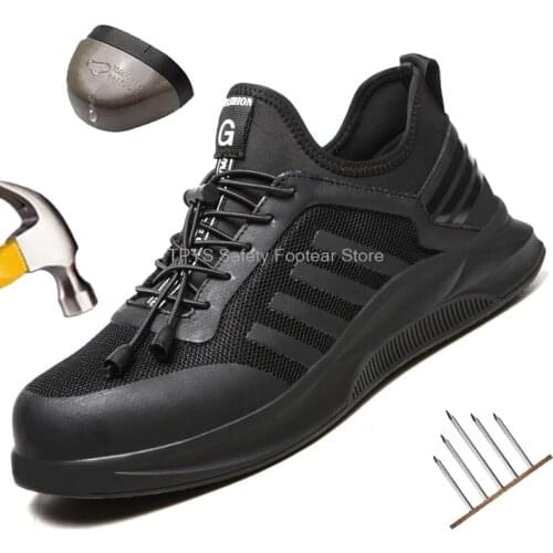 Breathable safety shoes for men work boots steel toe cap work shoes man boots indestructible security footwear male black shoes
