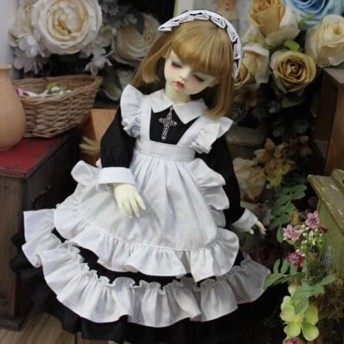 Doll dress black color court clothes BJD dress + hair band for 1/6 1/4 1/3 BJD SD MSD doll Blyth doll barbie accessories outfit