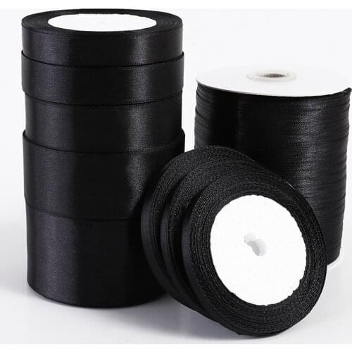 1pc 22 Meters/Roll (6mm-50mm) Black Polyester Satin Ribbon Bow Craft Decor Wedding Christmas Party handwork DIY Decoration