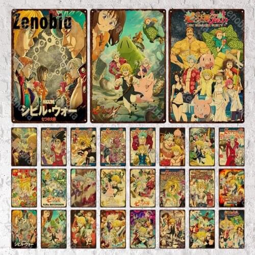 Seven Deadly Sins Metal Poster Tin Sign Vintage Retro Wall Decoration for Bar Pub Club Man Cave Metal Sign Iron Painting Plaque