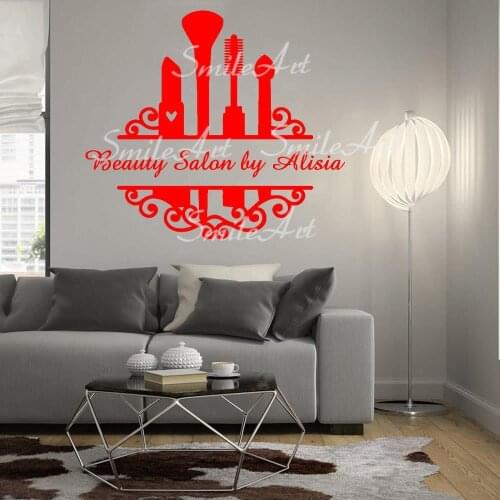 Cute Custom Name Beauty Salon Wall Sticker Wall Decal Sticker Home Decor For Kids Rooms Decoration Wall Art MURAL Drop Shipping