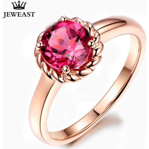 ML Natural Red tourmaline 18K Pure Gold 2020 New Hot Selling Top Ring Women Heart Shape Ring For Ladies Woman Genuine Jewelry