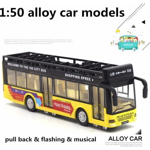 1:50 alloy car models,high simulation double decker bus,pull back & flashing & musical,metal diecasts,toy vehicles,free shipping