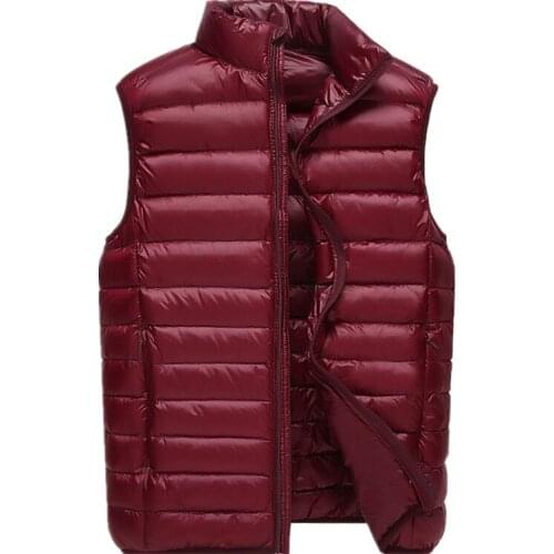 Mens vest autumn and winter light down coat vest casual fashion solid color stand collar mens sleeveless jacket waistcoat