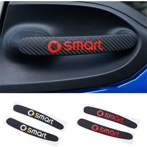 2x Car Door Handle Sticker Carbon Fiber Auto Handle Protection Film Exterior Styling Accessories For Smart 453 Fortwo 2015-2019