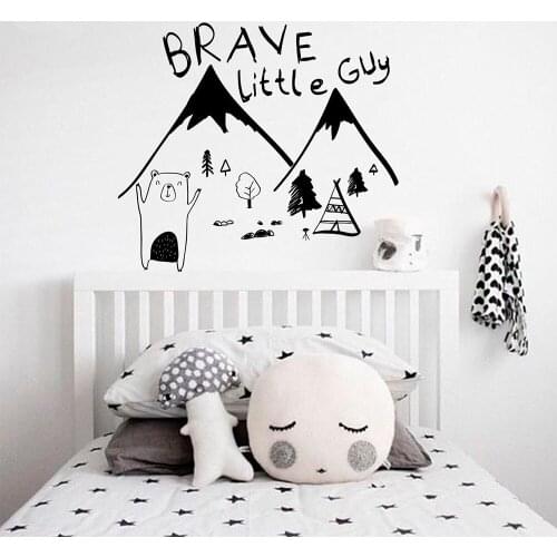Adventure Wall Decal Mountain Woodland Bear wall Sticker nursery Decor Boy Bedroom Kids room decoration Vinyl Wallpaper X138