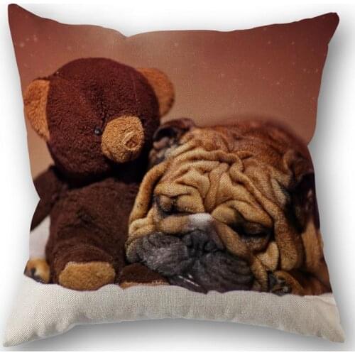 New Custom Shar Pei Pillowcase Cotton Linen Fabric Square Zipper Pillowcase 45X45cm Wedding Decorative Pillow cover