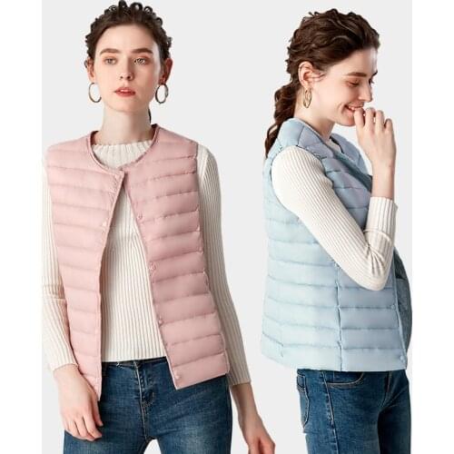 New Spring Autumn Fashion Plus Size Down Vests Women Casual O-Neck Light Thin Down Vest Female Slim Sleeveless Down jacket Mw581