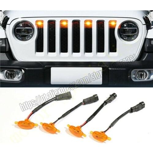 NEW For Jeep Gladiator 2020-21 Front Grille LED Light Raptor Style Grill Trim Cover car accessories