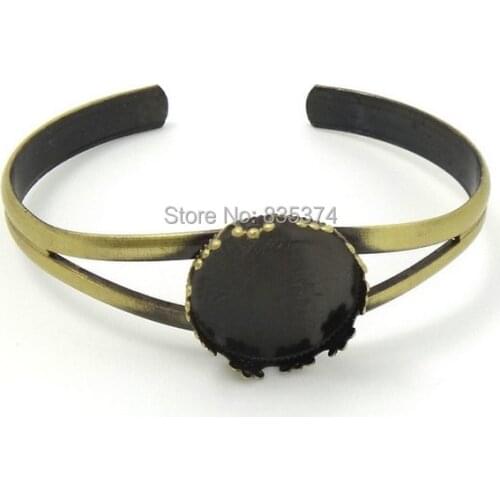 Wholesale 20pcs/lot BRUSHED FINISHING Cuff Bangles&Bracelets Blank Base with Inner 20mm Crown- edged Cameo Setting Tray for DIY