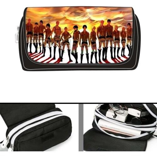 Anime Attack on Titan Pattern Makeup Bags Kids Pen Pouch Pencil Cases Stationery Bags for Students Girls Boys