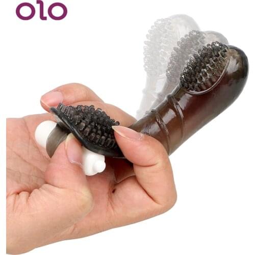 OLO G Spot Massage Finger Sleeve Vibrator Clitoris Stimulate Sex Toys For Women TPE Female Masturbator Adult Products