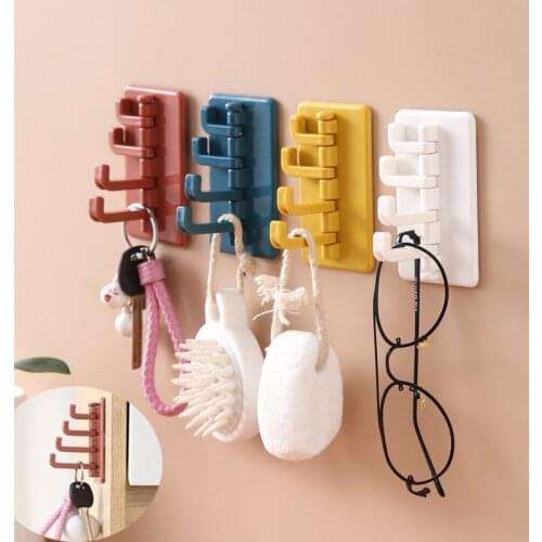 Rotating Adhesive Hook Creative Nordic Adhesive Hook Bathroom Kitchen Wall Hole-Free Hanger Key Bag Clothes Hook Home Organizer