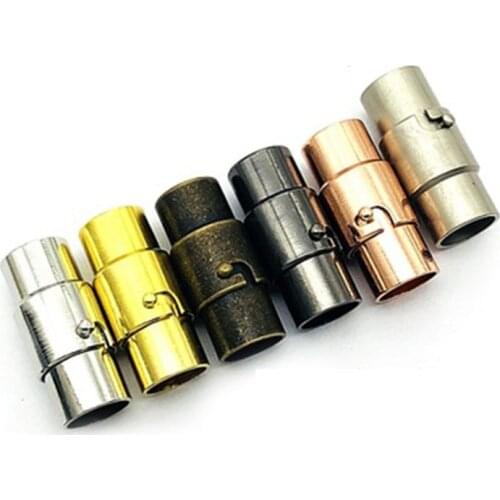 Aclovex 10set Metal Copper Magnetic Clasps Fit 3/4/5/6mm Leather Cord Rhodium Gold Color End Connectors for Diy Jewelry Making