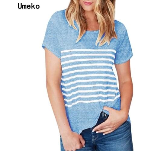 Fashion 2020 Summer Women Fashion Short Sleeve O Neck Loose Vintage Striped Casual Tees Female Clothes Tops T-shirt Plus Size