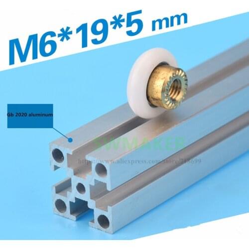 1pcs M6*19*5mm M6 thread, nylon coated plastic pulley, wheel for Kossel K800 3D printer