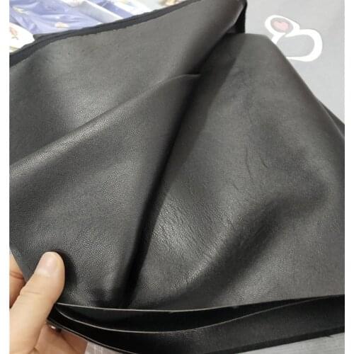 145cm*100cm quality black fine grain leather fabric Thin PU leather feel soft motorcycle jacket leather pants fabric wholesale