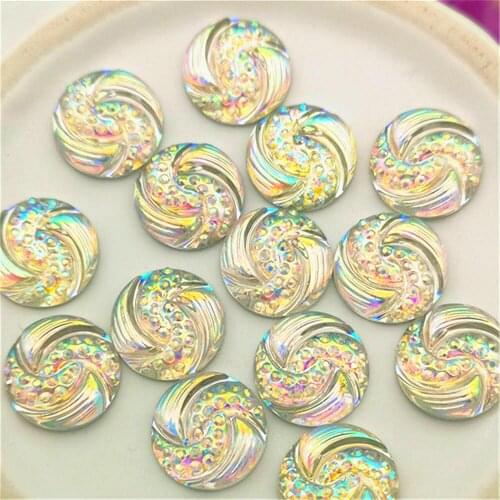 50pcsAB Color Flatback Round Resin Rhinestone Stones Crystals DIY