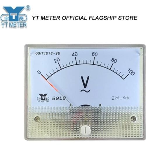 69l9-v AC voltmeter 5V 10V 15V 20V 30V 250V 300V 450V 500V 600V pointer meter 64 * 80mm testing single phase three phase motor