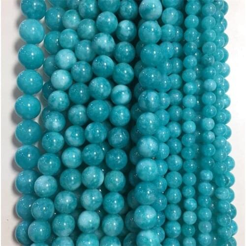 AAAAA Natural Stone Cloud Blue Jade Gemstone Chalcedony Round Loose Beads For Jewelry Making DIY Bracelet Necklace 6/8/10/12MM