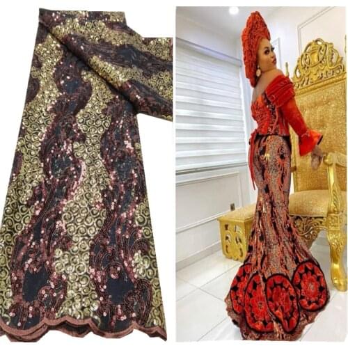 African Sequins Lace Fabric 2021 High Quality Lace Material French Lace Fabric Sewing Nigerian Tulle Mesh Lace Fabrics qx20-55