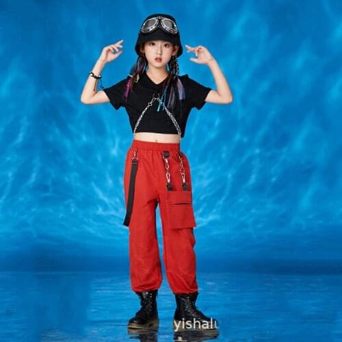 Kids Girls Ribbon Streetwear Hip Hop Loose Casual Pant Children Tracksuit Sports Cargo Trousers Stage Show Dance Clothing