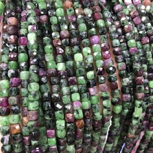 Natural Agates Beads Square Shaped Epidote Loose Beads Charms for Making DIY Jewelry Necklace Size 4x4mm