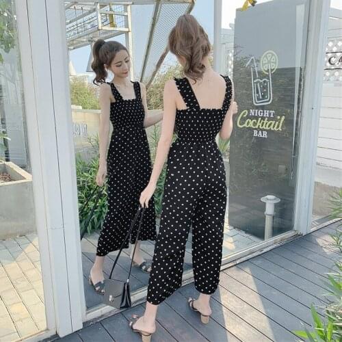 European Women Jumpsuits Casual Loose Wide-leg Sexy Polka Dot Woman Bodysuit Plus Size Rompers Womens Jumpsuit Combinaison Femme
