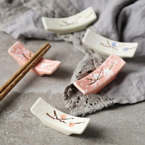 Japanese Style Ceramic Snowflake Design Chopsticks Holder Fork Chopstick Rest Chopsticks Pillow Stand Kitchen Tools Tableware