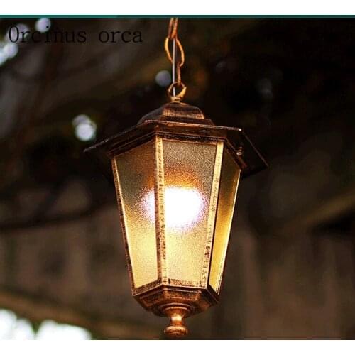 European classic bronze LED chandelier Gallery balcony modern creative personality glass waterproof Chandelier free shipping