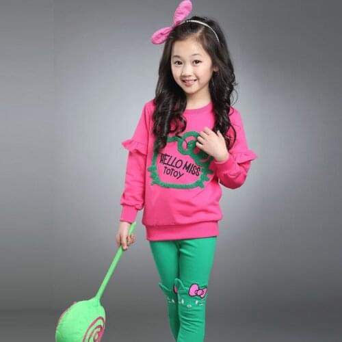 Girls Clothes Set Children Long Sleeve Cartoon T-shirt+Pants Sport Suits Autumn Girls Clothing Sets for Kids 4 6 8 9 10 11 Years