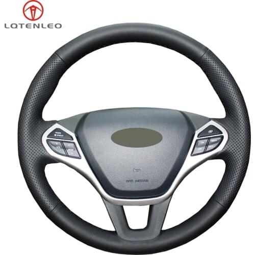 LQTENLEO Black Genuine Leather DIY Hand-stitched Car Steering Wheel Cover For Chery Arrizo 7 7e 2013-2018 Arrizo 3 2015
