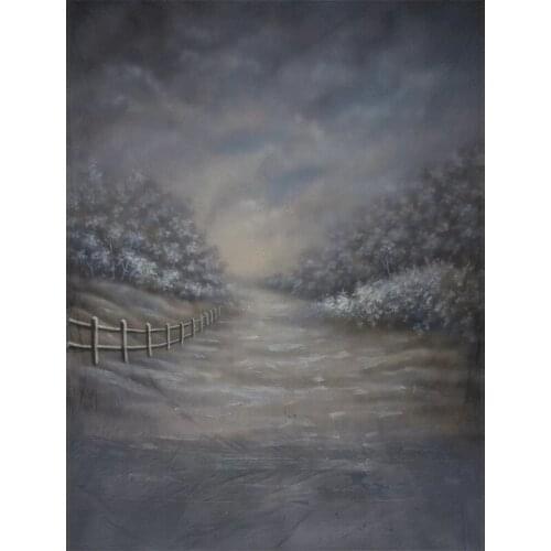 Hand Painted Winter themed muslin backdrop Pregnant Woman Baby Portraits Studio Professional Smokey Trail Muslin background