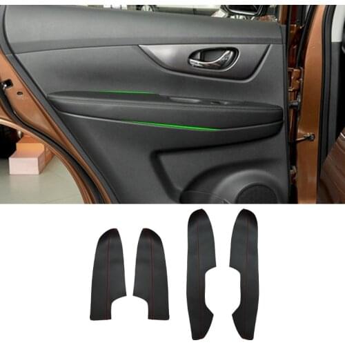 Soft Leather Door Armrest Cover For Nissan X-Trail Rogue 2014 2015 2016 2017 2018 Car 4pcs Door Armrest Panel Cover Skin Trim