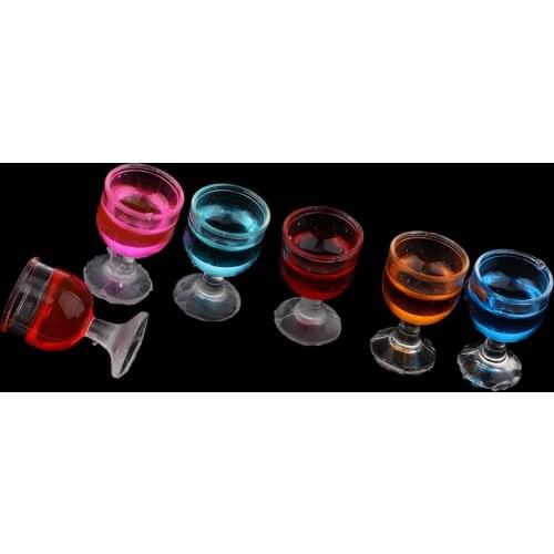 MagiDeal 6 Pieces Miniature Round Cocktail Glass Set Dollhouse Kitchen Accs