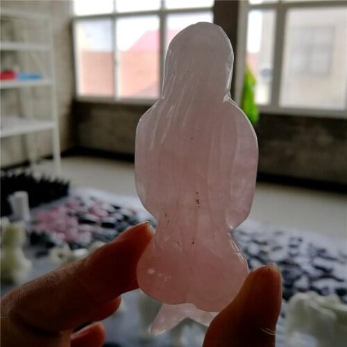 Natural Rose Quartz Stones Mermaid Figurine Healing Crystal Quartz Stone Gift Mineral Gemstone Chakra Wicca Decor Women Gift