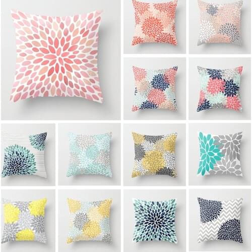 Colorful Flower Cushion Cover Pillowcase Office Home Decor Sofa Throw Pillow Cover Super Soft Plush Pillow Case 45x45cm