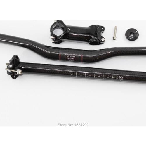 Newest Mountain bike 3K full carbon swallow shaped bicycle handlebar+seatpost+stem+headsets cover MTB bike parts sets Free ship