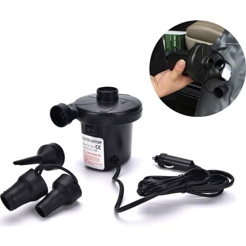 New 12V Car Auto DC Electric Air Pump Inflator +3 Nozzles AirBed Mattress Boat