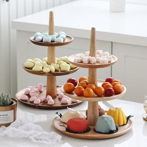 New Japanese-style wooden three-tier cake tray, dessert display stand, dessert stand, multi-layer fruit cake tray, special tray