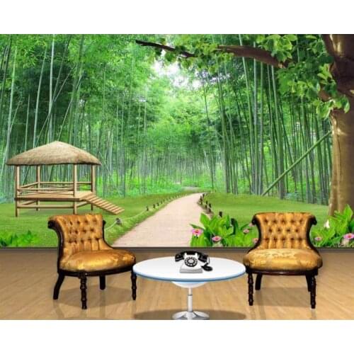 Custom Mural Wallpaper 3D Green bamboo forest park path background wall Living Room Bedroom Photo Mural Wallpaper Decor