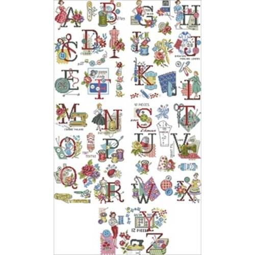 Handmade Parisian woman alphabet Counted Cross Stitch 11CT 14CT 18CT DIY Cross Stitch Kits Embroidery Needlework Sets home decor
