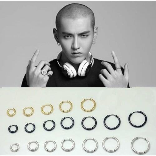 Fashion Women Men Punk Gothic Stainless Steel Simple Round Stud Earrings 3 Colors 7 Size Earring Jewelry Circle Hiphop Earings