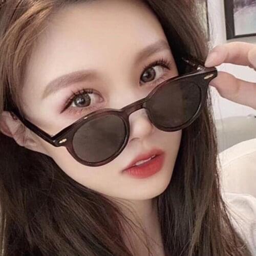 Retro Oval Frame Rivet Women Men Sunglasses Gray Red White Lens UV400 Eye Protection Girl Sexy Ladies Fashion Outdoor Eyewear