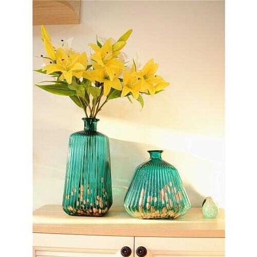 Glass Vase Art Decoration Flower Blue Living Room Model Room Decoration