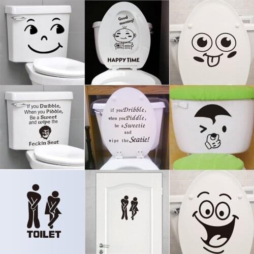 Smile Face Toilet Bathroom Stickers Home Decoration Funny Mural Art Diy Funny Vinyl Wall Decals