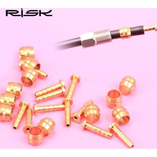 10 pairs Mountain Bike Hydraulic Disc Brake Hose Pressing Ring + T Needle Copper Bicycle Brake Line Connector Tight Brake Cable