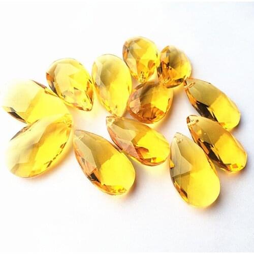 100pcs/lot 38mm gold crystal faceted pear pendants for chandelier parts/wedding/party hanging prisms decoration free shipping