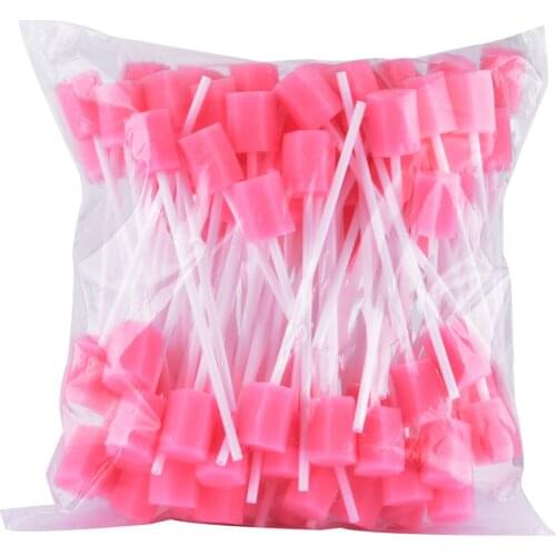 100 pcs Disposable Oral Swabsticks Unflavored Oral Care Sponge Swabs Foam Sputum Sponge Stick for Oral Medical Use