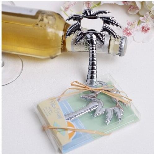 300PCS "Palm Breeze" Chrome Palm Tree Bottle Opener wedding bridal shower favor gift for men Free shipping